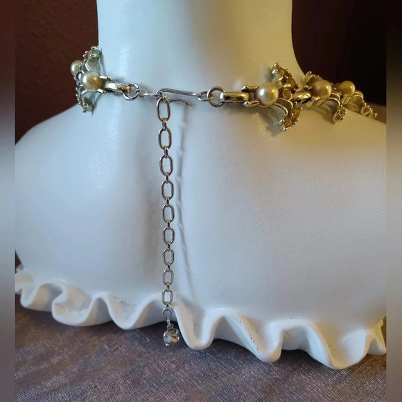 🍒 Vintage Sarah Coventry Fantasia Necklace 1956-1958 Rhinestone and Pearl - Picture 4 of 7